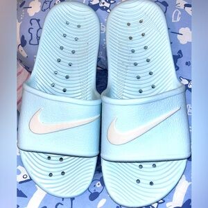 Size 9 Nike Slides. Super cute pastel mint green with white check.